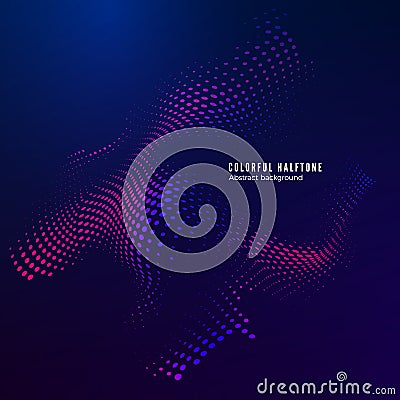 Halftone design element motion effect. Abstract colorful halftone background. Warp dots surface. Vector illustration Vector Illustration
