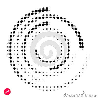 Halftone dots graphic elements, abstract incomplete circle, vector illustration Vector Illustration