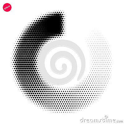 Halftone dots graphic elements, abstract incomplete circle, vector illustration Vector Illustration