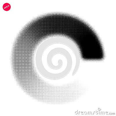 Halftone dots graphic elements, abstract incomplete circle, vector illustration Vector Illustration