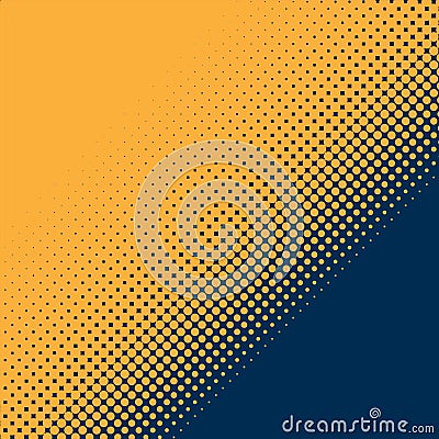 Abstract Yellow Halftone Dots Pattern in Dark Blue Background Stock Photo