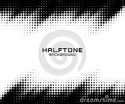 Halftone dotst pattern texture horizontal background. Frame halftone circle zigzag grunge pattern. Vector Vector Illustration