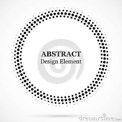 Halftone dotted background circularly distributed. Halftone effect vector pattern. Circle dots isolated on the white background Vector Illustration