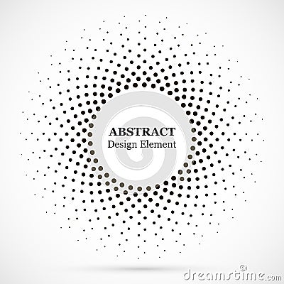 Halftone dotted background circularly distributed. Halftone effect vector pattern. Circle dots isolated on the white background. Vector Illustration