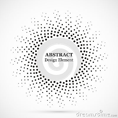 Halftone dotted background circularly distributed. Halftone effect vector pattern. Circle dots isolated on the white background. Vector Illustration