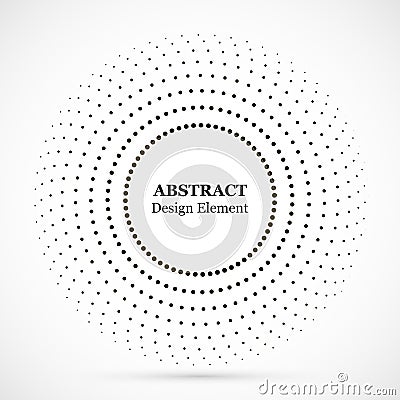 Halftone dotted background circularly distributed. Halftone effect vector pattern. Circle dots isolated on the white background Vector Illustration