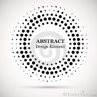 Halftone dotted background circularly distributed. Halftone effect vector pattern.Circle dots isolated on the white background. Vector Illustration
