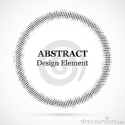 Halftone dotted background circularly distributed. Halftone effect vector pattern. Circle dots isolated on the white background. Vector Illustration
