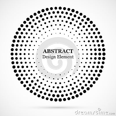 Halftone dotted background circularly distributed. Halftone effect vector pattern. Circle dots isolated on the white background. Vector Illustration