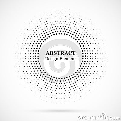 Halftone dotted background circularly distributed. Halftone effect vector pattern. Circle dots isolated on the white background. Vector Illustration