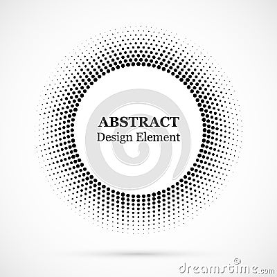 Halftone dotted background circularly distributed. Halftone effect vector pattern. Circle dots isolated on the white background. Vector Illustration