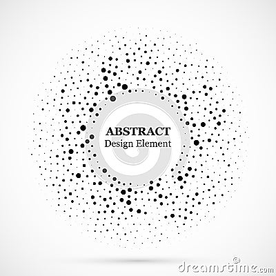 Halftone dotted background circularly distributed. Halftone effect vector pattern. Circle dots isolated on the white background. Vector Illustration