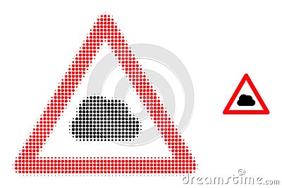 Halftone Dotted Cloud Warning Icon Vector Illustration