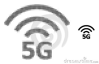 Halftone Dotted 5G Radio Source Icon Vector Illustration