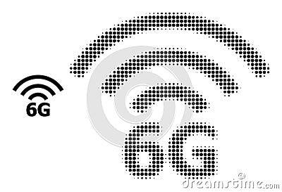 Halftone Dotted 6G Radio Source Icon Vector Illustration