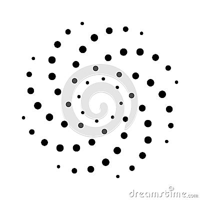 Halftone dotted speed lines circle. Geometric art in circle form. Round swirl movement symbol. Halftone circular dotted Vector Illustration