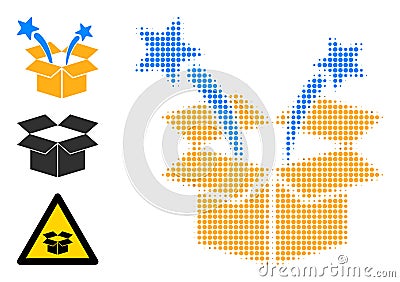 Halftone Dotted Vector Surprize Box Icon Vector Illustration