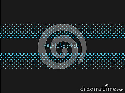 Halftone effect title strip with blue text on dark grey background. Vector illustration Vector Illustration