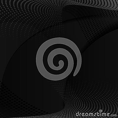 Halftone Element on Blakc Backdrop. Abstract Halftone Background. Modern Geometric Motion Design Pattern. Vector Illustration Vector Illustration