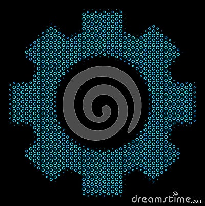 Gear Composition Icon of Halftone Bubbles Vector Illustration