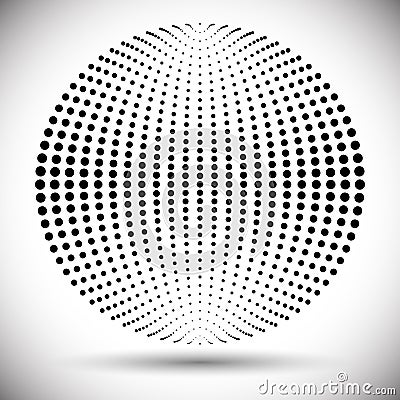 Halftone geomrtric item. ball from dots Vector Illustration