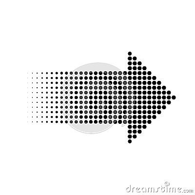Halftone gradient dots arrow, graphic element, vector illustration Vector Illustration