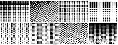 Halftone gradient effect. Dot texture, dotted geometric pattern background. Fade circle lines, black duotone digital Vector Illustration