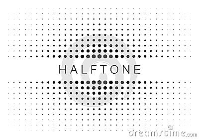 Halftone gradient texture frame. Comic dotted pattern using halftone circle dot raster texture. Vector background. Vector Illustration