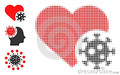 Halftone Dot Vector Heart Infection Icon Vector Illustration