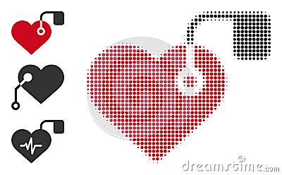 Halftone Dotted Vector Heart Pacemaker Icon Vector Illustration