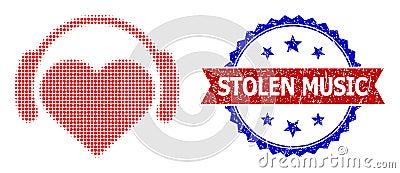 Halftone Lovely Music Icon and Distress Bicolor Stolen Music Watermark Stock Photo