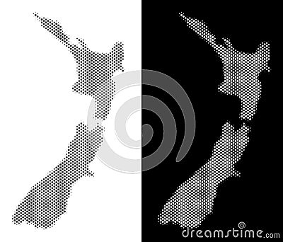 Halftone New Zealand Map Vector Illustration