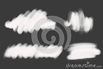 Halftone noisy gradient paint brush stroke. Dotted vector blobs. Abstract grunge elements Vector Illustration
