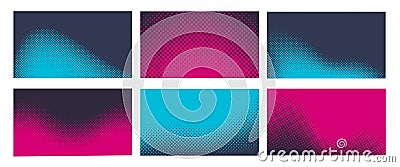 Halftone pattern wave background. Wavy duotone gradients, dynamic 16x9 backdrop isolated vector collection Vector Illustration