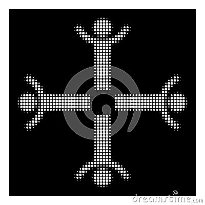 White Halftone Hands Up Men Icon Vector Illustration