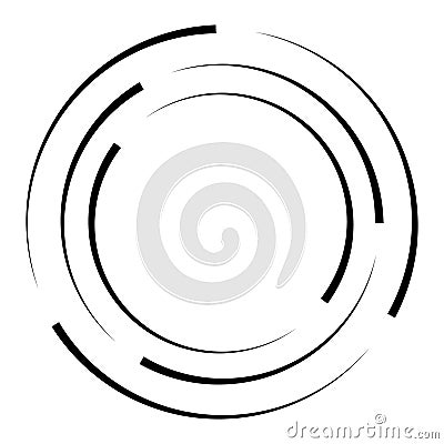 Halftone speed lines circle. Geometric art in circle form. Round swirl movement symbol. Halftone circular frame. Vector Vector Illustration