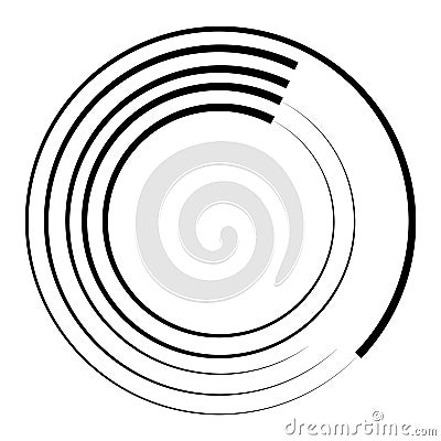 Halftone speed lines circle. Geometric art in circle form. Round swirl movement symbol. Halftone circular frame. Vector Vector Illustration