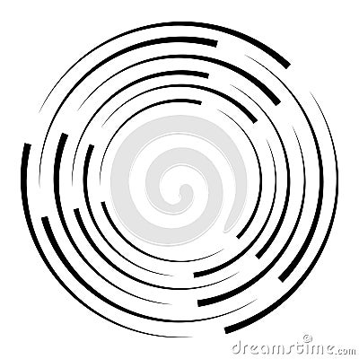 Halftone speed lines circle. Geometric art in circle form. Round swirl movement symbol. Halftone circular frame. Vector Vector Illustration
