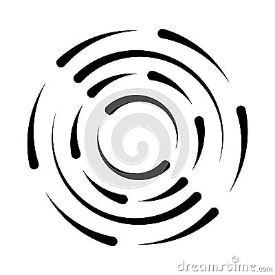 Halftone speed lines circle. Geometric art in circle form. Round swirl movement symbol. Halftone circular frame. Vector Vector Illustration