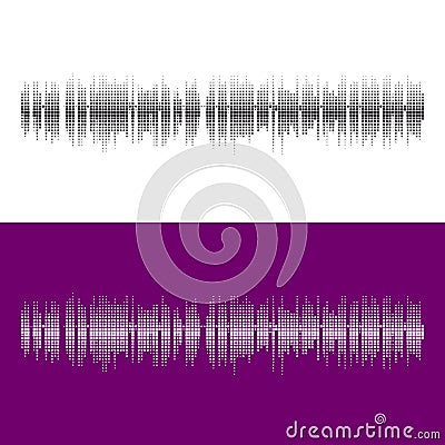 Halftone square vector elements.Vector sound waves. Music round waveform background. Vector Illustration