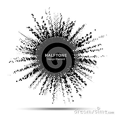 Halftone star frame. Grunge spot border using halftone circle dots raster texture. Sale. Boom shape. Explosion. Vector. Vector Illustration