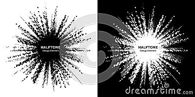 Halftone star frame set. Grunge spot border halftone dots. Sale design element. Boom shape. Explosion template. Vector Vector Illustration