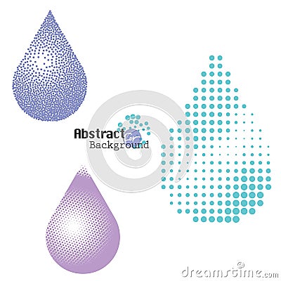 Halftone and stippling water drop icons set, vector illustration Vector Illustration