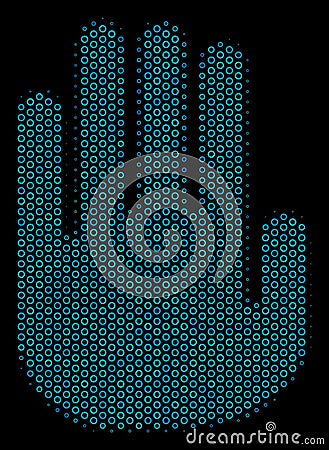 Stop Hand Collage Icon of Halftone Spheres Vector Illustration