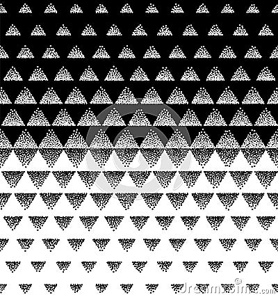 Halftone Triangular Pattern Vector. Black and White Triangle Halftone Grid Gradient Pattern Geometric Abstract Background. Editabl Vector Illustration