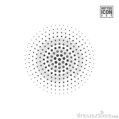 Halftone Vector Circle Isolated on White Background. Half Tone Circle Made of Dots Pattern Vector Illustration