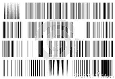 Halftone vertical straight, parallel and random lines, stripes pattern and background. Lines vector illustrations. Streaks, strips Vector Illustration