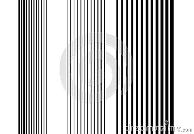 Halftone vertical straight, parallel and random lines, stripes pattern and background. Lines vector illustrations. Streaks, strips Vector Illustration