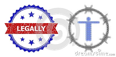 Halftone Welcome to Prison Icon and Textured Bicolor Legally Watermark Vector Illustration