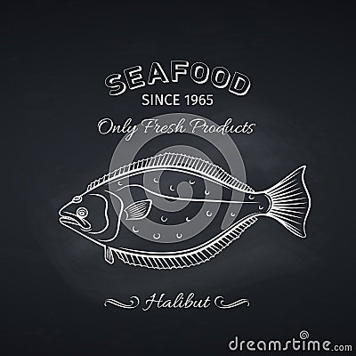 Halibut hand drawn icon Vector Illustration